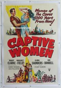 k286 CAPTIVE WOMEN linen one-sheet movie poster '52 futuristic sci-fi sex!