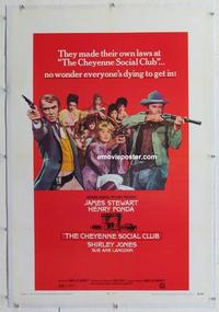 k289 CHEYENNE SOCIAL CLUB linen one-sheet movie poster '70 Stewart, Fonda
