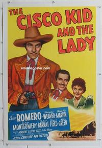 k290 CISCO KID & THE LADY linen one-sheet movie poster '39 Cesar Romero