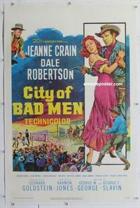 k291 CITY OF BAD MEN linen one-sheet movie poster '53 Jeanne Crain, Robertson