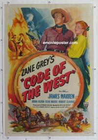 k293 CODE OF THE WEST linen one-sheet movie poster '47 Zane Grey, Warren