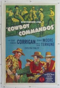 k296 COWBOY COMMANDOS linen one-sheet movie poster '43 The Range Busters!