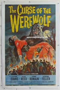 k298 CURSE OF THE WEREWOLF linen one-sheet movie poster '61 Oliver Reed
