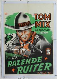 k123 MIRACLE RIDER linen Dutch movie poster '35 Tom Mix serial!