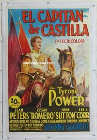 k285 CAPTAIN FROM CASTILE linen Spanish/US one-sheet movie poster '47 Power