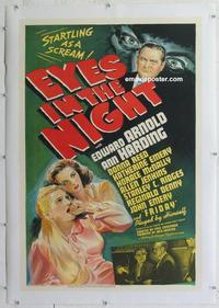 k314 EYES IN THE NIGHT linen one-sheet movie poster '42 Fred Zinnemann