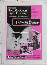 k125 THOMAS CROWN AFFAIR linen Finnish movie poster '68 Steve McQueen