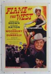 k319 FLAME OF THE WEST linen one-sheet movie poster '45 Johnny Mack Brown