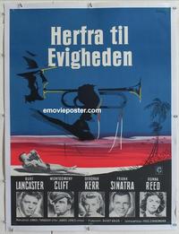 k130 FROM HERE TO ETERNITY linen Danish movie poster R60s Lancaster