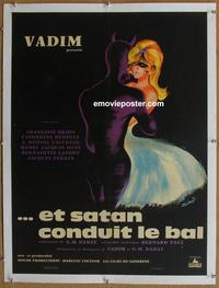 k004 AND SATAN CALLS THE TURNS linen French movie poster '62 Deneuve