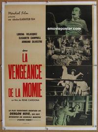 k012 LAS LUCHADORAS CONTRA LA MOMIA French 22x30 1964 Wrestling Women vs Aztec Mummy, great art!