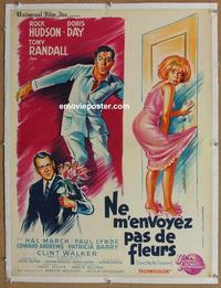 k013 SEND ME NO FLOWERS linen French movie poster '64 Hudson, Doris Day