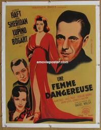 k017 THEY DRIVE BY NIGHT linen French movie poster '40 Humphrey Bogart