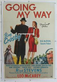 k328 GOING MY WAY linen one-sheet movie poster '44 Bing Crosby, Fitzgerald