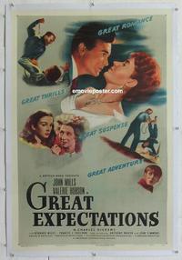 k331 GREAT EXPECTATIONS linen one-sheet movie poster '47 David Lean