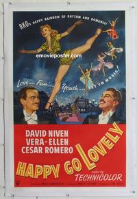 k333 HAPPY GO LOVELY linen one-sheet movie poster '51 David Niven,Vera-Ellen