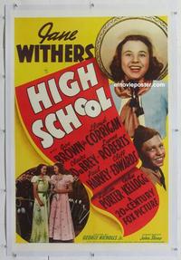 k338 HIGH SCHOOL linen one-sheet movie poster '40 Jane Withers, Joe Brown Jr