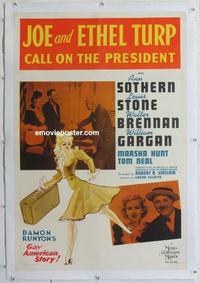 k348 JOE & ETHEL TURP CALL ON THE PRESIDENT linen one-sheet movie poster '39