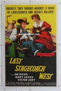 k354 LAST STAGECOACH WEST linen one-sheet movie poster '57 Jim Davis