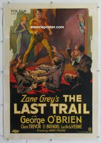 k355 LAST TRAIL linen one-sheet movie poster '33 Zane Grey western!