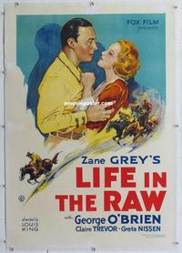 k356 LIFE IN THE RAW linen one-sheet movie poster '33 Zane Grey, O'Brien
