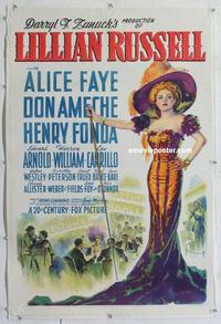 k357 LILLIAN RUSSELL linen one-sheet movie poster '40 sexy Alice Faye image!