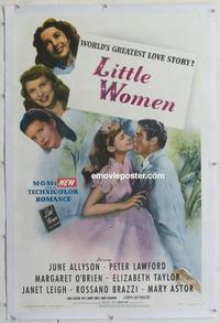 k358 LITTLE WOMEN linen one-sheet movie poster '49 June Allyson, Liz Taylor