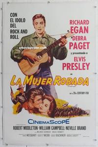 k360 LOVE ME TENDER linen Spanish/US one-sheet movie poster '56 1st Elvis!