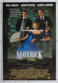 k368 MAVERICK linen one-sheet movie poster '94 Mel Gibson, Jodie Foster