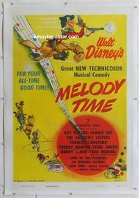k369 MELODY TIME linen one-sheet movie poster '48 Walt Disney cartoon!