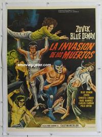 k152 INVASION OF THE DEAD linen Mexican movie poster '73