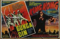 k143 GUNGA DIN/KING KONG linen Mexican movie lobby card '50s cool art!