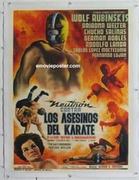 k155 NEUTRON BATTLES THE KARATE ASSASSINS linen Mexican movie poster '65