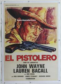 k046 SHOOTIST linen Italian/Span movie poster '76 John Wayne artwork!