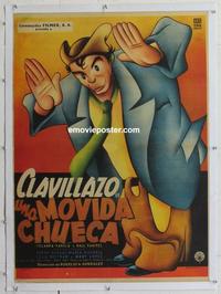 k161 UNA MOVIDA CHUECA linen Mexican movie poster '56 Clavillazo