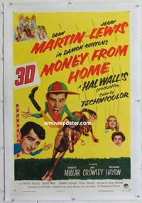 k373 MONEY FROM HOME linen one-sheet movie poster '54 3-D Martin & Lewis!