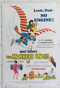 k376 MONKEY'S UNCLE linen one-sheet movie poster '65 Annette Funnicello