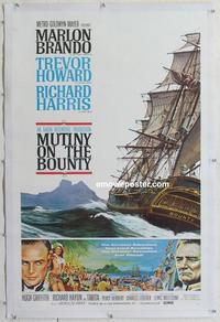 k378 MUTINY ON THE BOUNTY linen one-sheet movie poster '62 Marlon Brando