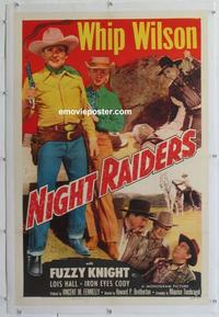 k382 NIGHT RAIDERS linen one-sheet movie poster '52 Whip Wilson, Knight