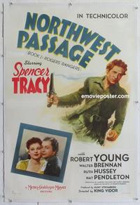 k385 NORTHWEST PASSAGE linen one-sheet movie poster '40 Spencer Tracy
