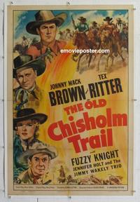 k388 OLD CHISHOLM TRAIL linen one-sheet movie poster '43 Brown, Tex Ritter