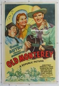 k341 IN OLD MONTEREY linen one-sheet movie poster R40s Gene Autry, Storey