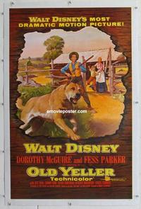 k389 OLD YELLER linen one-sheet movie poster '57 Disney, McGuire, Parker
