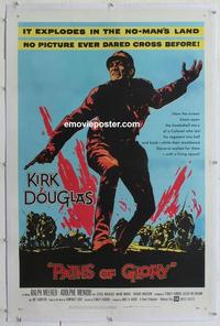 k393 PATHS OF GLORY linen one-sheet movie poster '58 Kubrick, Kirk Douglas