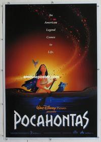 k398 POCAHONTAS linen one-sheet movie poster '95 Disney, Native Americans!