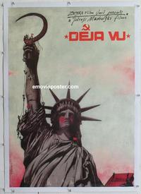k192 DEJA VU linen Polish movie poster '88 Statue of Liberty!