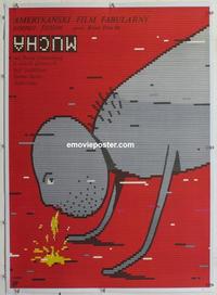 k193 FLY linen Polish movie poster '87 wild Skorwider artwork!