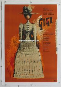 k194 GIGI linen Polish movie poster '61 Leslie Caron, Chevalier