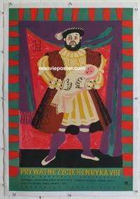 k205 PRIVATE LIFE OF HENRY VIII linen Polish movie poster '55 Laughton
