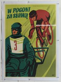 k208 SEIN GROBER SIEG linen Polish movie poster '52 Gorka biking art!